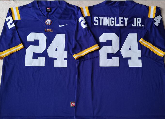 Men LSU Tigers #24 Stingley jr Purple Nike 2025 NCAA Jersey